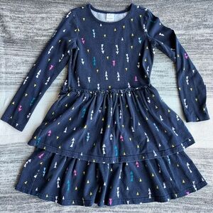 Long Sleeve Blue Cotton Dress